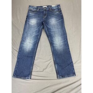DKNY Jeans Duane Straight Fit Mens ~38x30 Rustic Indigo Blue Denim DK35DB450
